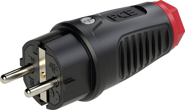 PCE 0512-sr Védőérintkezős dugó Tömör gumi, Termoplaszt  250 V Fekete, Piros IP54