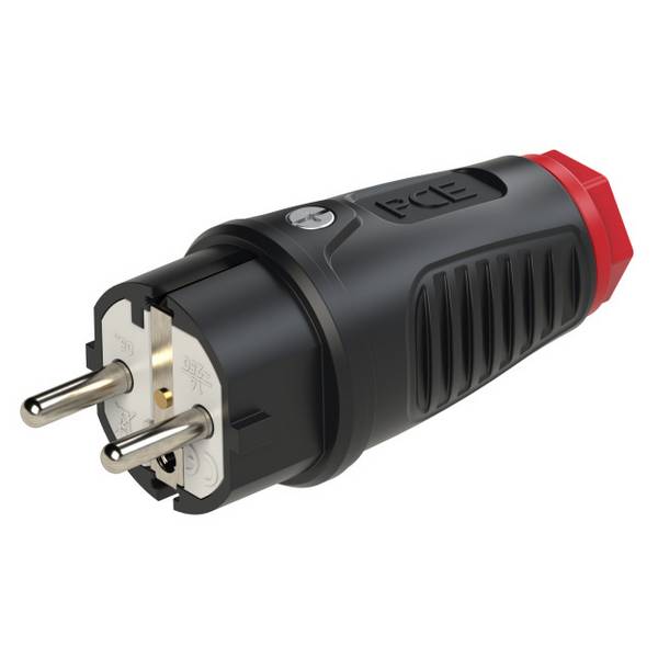 PCE 0521-sr Védőérintkezős dugó Gumi, Termoplaszt  250 V Fekete, Piros IP54