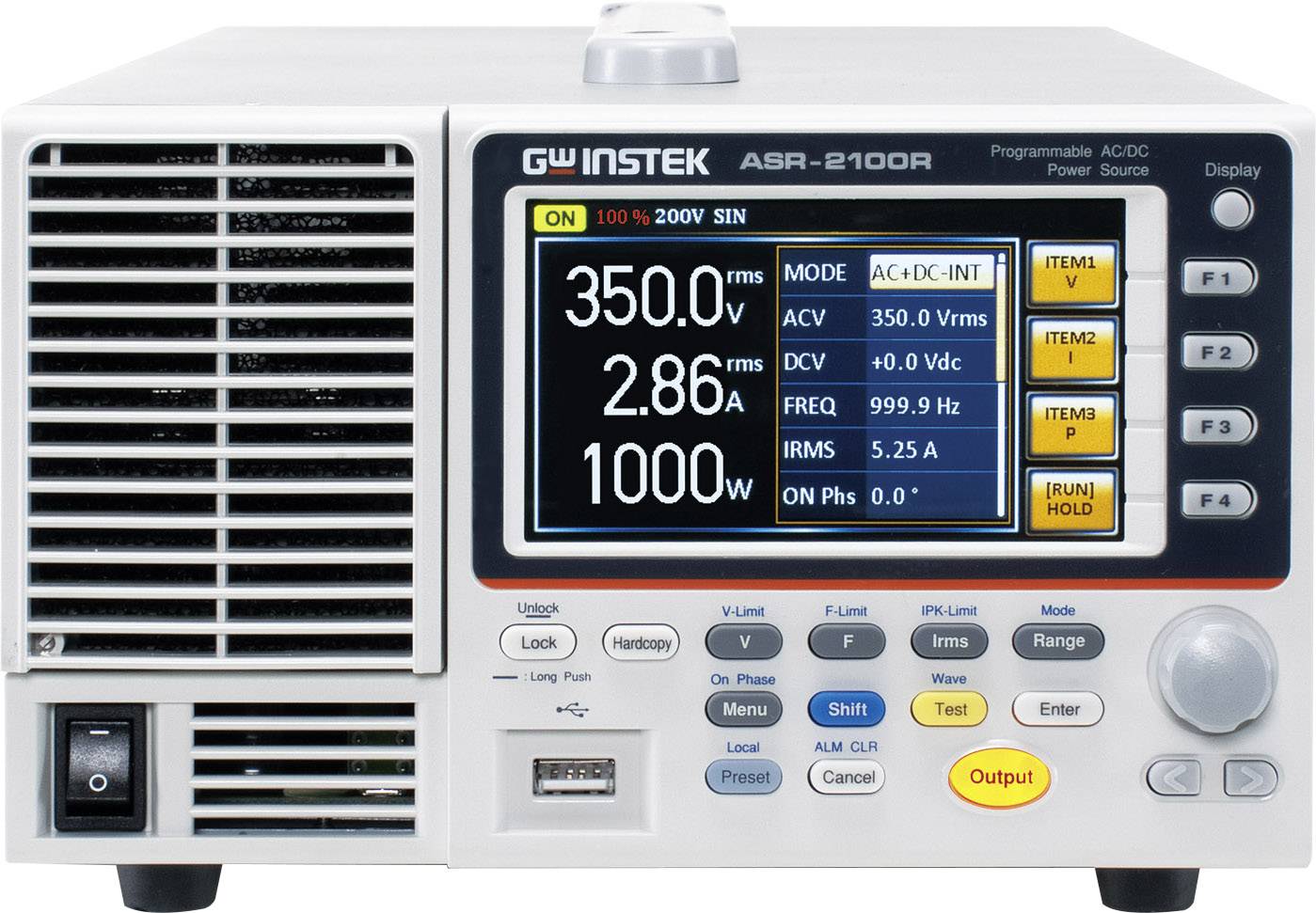 GW Instek ASR-2100R Labortápegység, szabályozható Kalibráció (ISO) 0.1 - 500 V 10 mA 1000 W Kimenetek száma 1 x