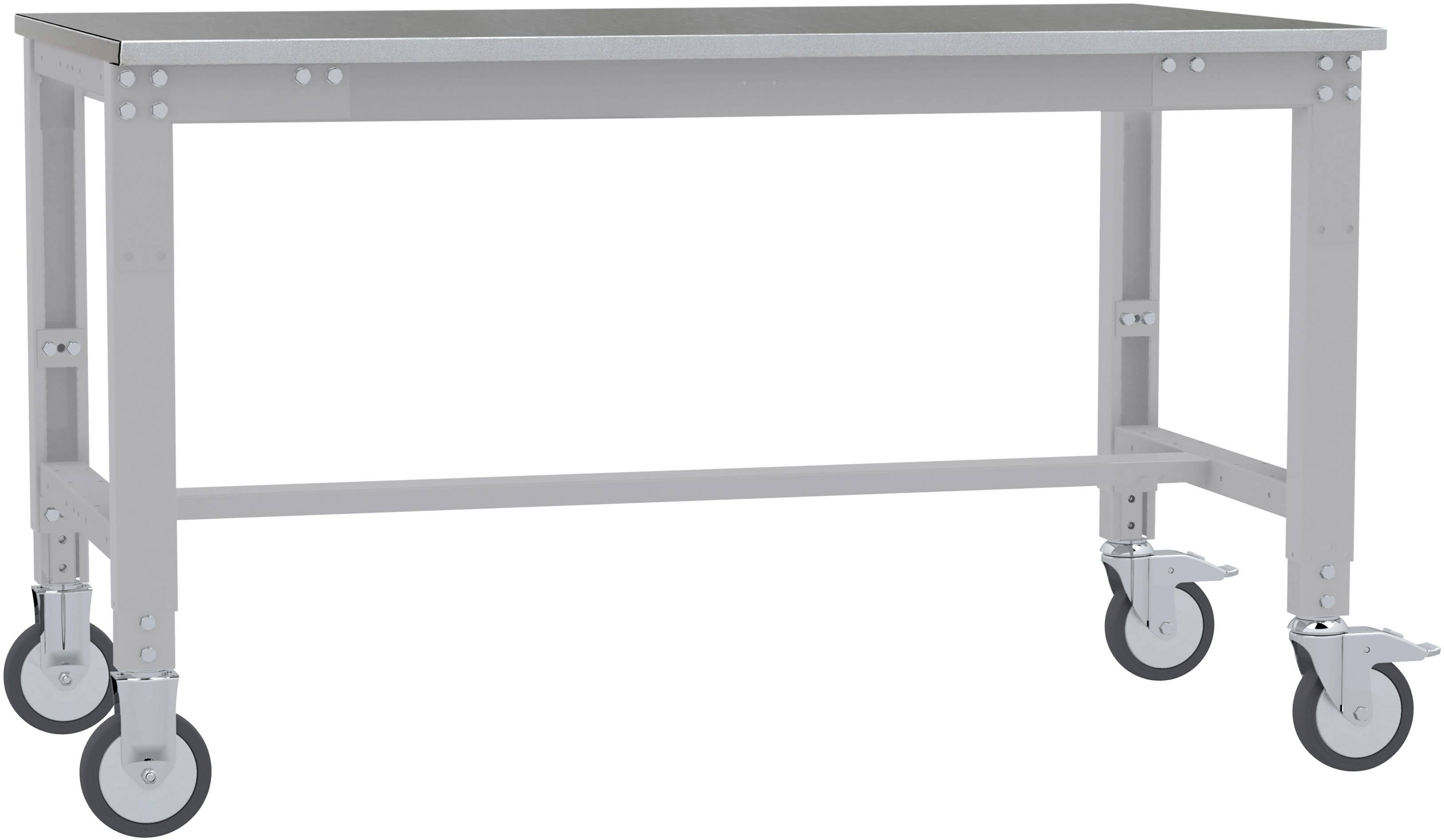 Manuflex AU7344.9006 Munkaasztal UNIVERSAL speciális hordozható lemez fémlemez borítással, szélesség nagysága = 1500 x 600 x 752-972 mm Alumínium ezüst