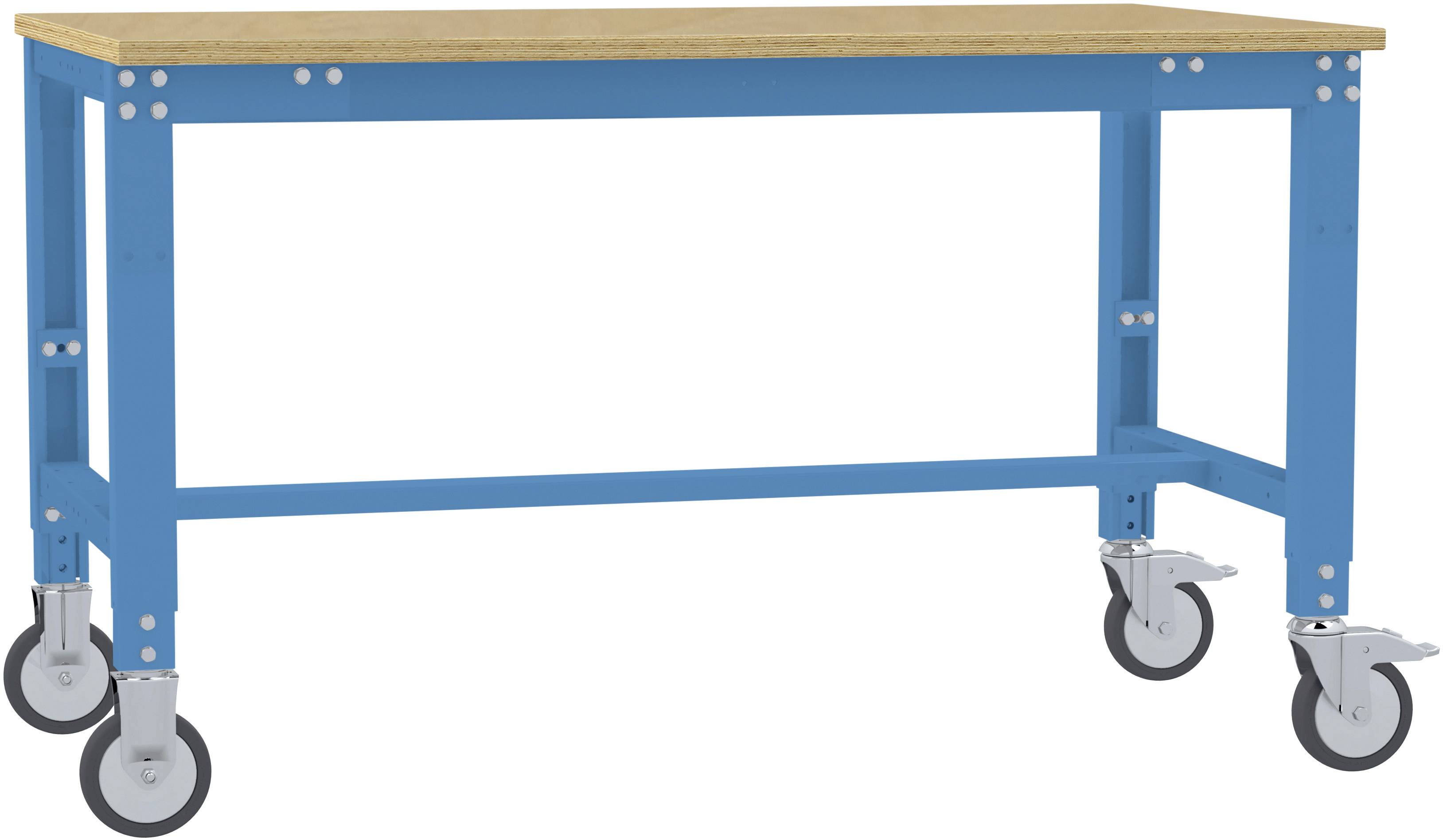 Manuflex AU7335.5012 Munkaasztal UNIVERSAL speciális mobil, multiplex tetővel, szélesség nagysága = 1250 x 800 x 752-972 mm Élénk kék (RAL 5012)