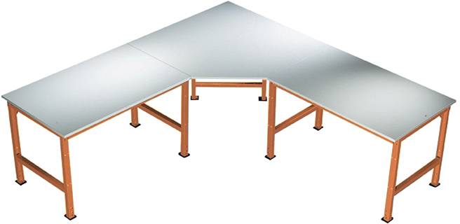 Manuflex AU0032.2001 Ötszögletű UNIVERSAL összekötő elem linóleum tetővel, asztalmélységhez = 600 mm Pirosas narancs (RAL 2001)