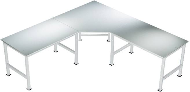 Manuflex AU0039.7035 Ötszögletű UNIVERZÁLIS összekötő elem PVC dekoratív lemezzel, asztalmélységhez = 600 mm Élénk szürke (RAL 7035)