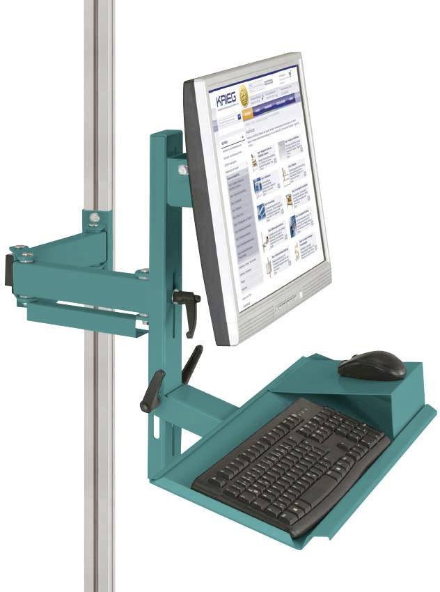 Manuflex LZ8203.5021 ESD Ergonómia ESD monitor támogatás alumínium rögzítő portálokhoz billentyűzettel és egér felülettel, VESA adapter 100 mm-rel