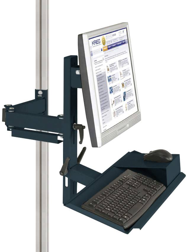 Manuflex LZ8202.7016 Ergonómiai ESD monitor támogatás alumínium tartókhoz billentyűzettel és egér felülettel, VESA adapter 75 mm