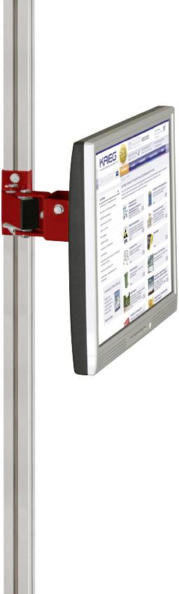 Manuflex LZ8204.3003 ESD ESD monitor támogatás alumínium tartókhoz 80 mm-es egycsatlakozással, VESA adapter 75 mm-rel, rubinvörös RAL 3003 vezetőképességgel