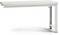Egy egyszerű fehér asztal lapos felülettel és stabil fémlábakon, amely alkalmas irodai vagy lakótéri használatra.