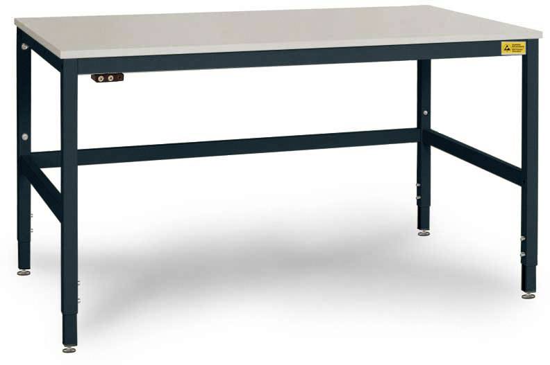 Manuflex LC3928.7016 ESD munkaasztal CANTOLAB speciális melamin tetejű, Szélesség x 2000 = 1000 x 752-952 mm Antracit