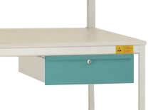 Manuflex LC4133.5021 ESD ESD egyszemélyes fiók vízkékben RAL 5021, reteszeléssel, szélesség nagysága = 425 x 550 x 135 mm