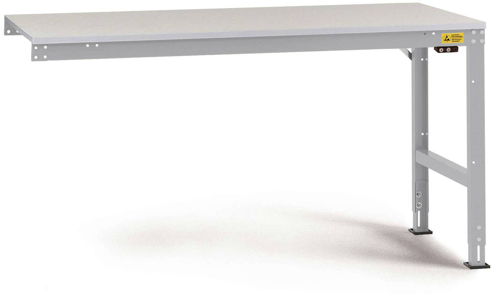 Manuflex LU6006.9006 ESD munkaasztal UNIVERSAL standard kiegészítő asztal műanyag lemezzel, szélesség nagysága = 1000 x 600 x 766-876 mm Alumínium ezüst