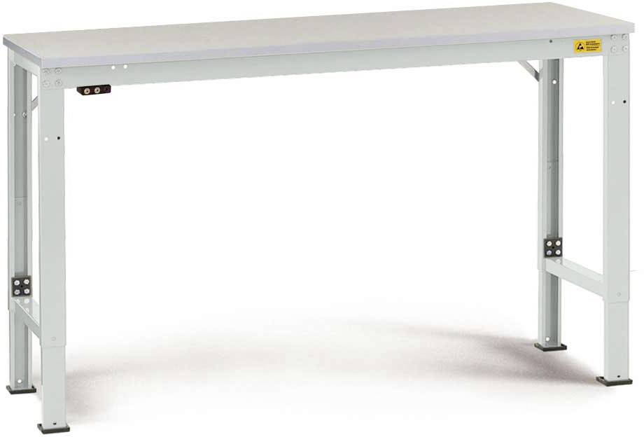 Manuflex LU7168.7035 ESD munkaasztal UNIVERSAL speciális alaplap melamin tetejű, szélesség nagysága = 2500 x 1200 x 725-1025 mm Élénk szürke (RAL 7035)