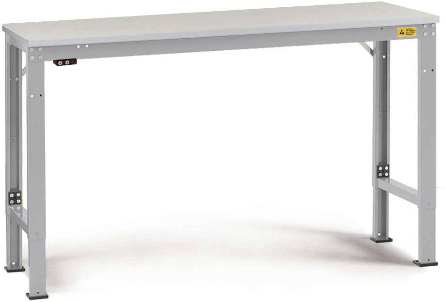 Manuflex LU7086.9006 ESD munkaasztal UNIVERSAL speciális alaplap műanyag lemezzel, szélesség nagysága = 1750 x 800 x 728-1028 mm Alumínium ezüst
