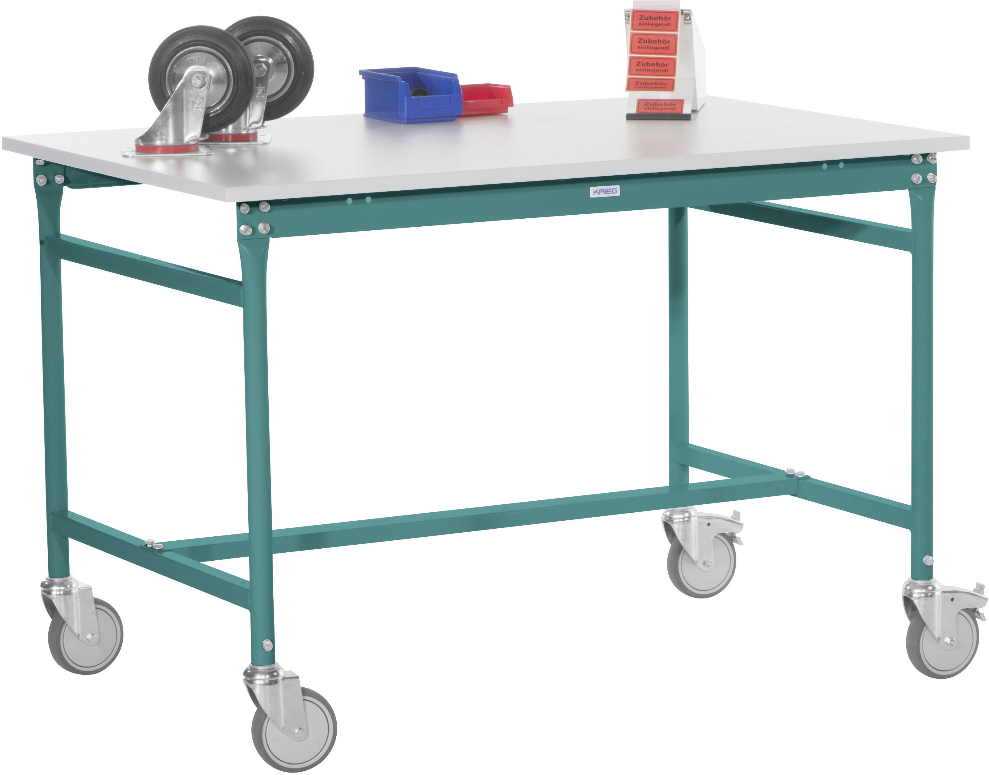 Manuflex BB4055.5021 BASIS oldalsó asztal multiplex tetővel kék vízben, RAL 5021, Szélesség magasság: 1500 x 600 x 850 mm Vízkék