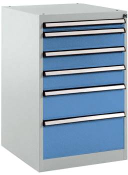 Manuflex SP1107.5012 BASETEC szekrény, helyhez kötött, használható magasság 700 mm, 6 fiókkal, világoskék RAL 5012
