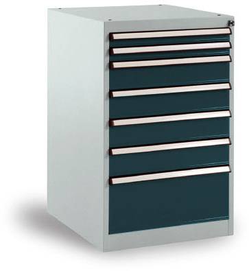 Manuflex SP1130.7016 BASETEC fiókos szekrény Helyhez kötött, használható magasság 700 mm, 7 fiókkal, antracitban RAL 7016