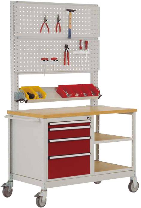 Manuflex MW2033.3003 Mobil munkapad (Sz x Ma x Mé) 1135 x 810 x 590 mm Rubinvörös