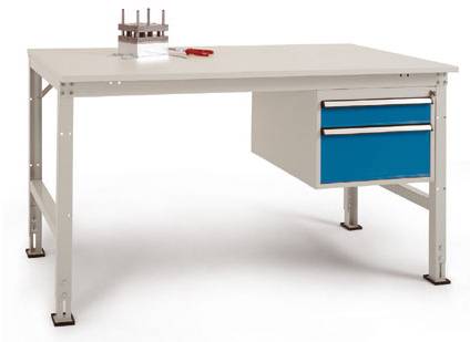 Manuflex AU5761.0002 Komplett munkalap Grund UNIVERSAL Standard melamin tetejű, szélesség x magasság = 2000 x 800 x 760-870 mm Élénk szürke (RAL 7035)