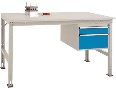 Manuflex AU5767.5012 Komplett munkaasztal Grund UNIVERSAL Standard műanyag tetővel, Szélesség magasság = 2000 x 800 x 760-870 mm Élénk kék (RAL 5012)