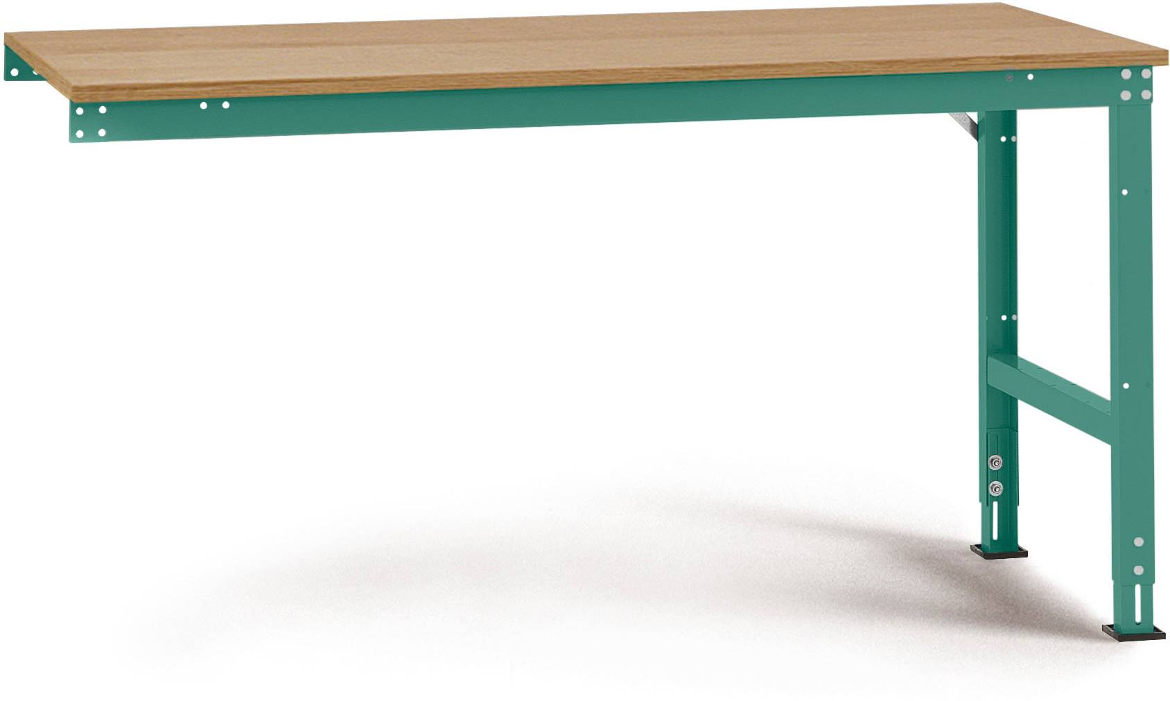 Manuflex AU6035.0001 Munka kiegészítő asztal UNIVERSAL szabvány multiplex lemezzel, szélesség x magasság = 1250 x 800 x 760-870 mm Szürke, Zöld