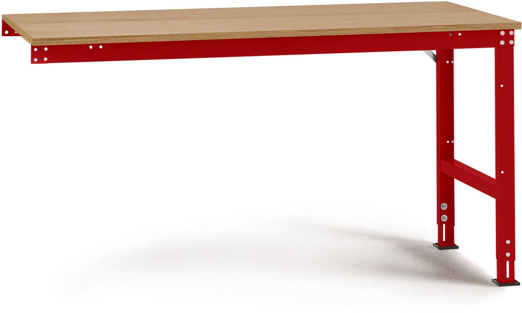 Manuflex AU6075.3003 Munka kiegészítő asztal UNIVERSAL szabvány multiplex lemezzel, szélesség nagysága = 1500 x 1200 x 760-870 mm Rubinvörös