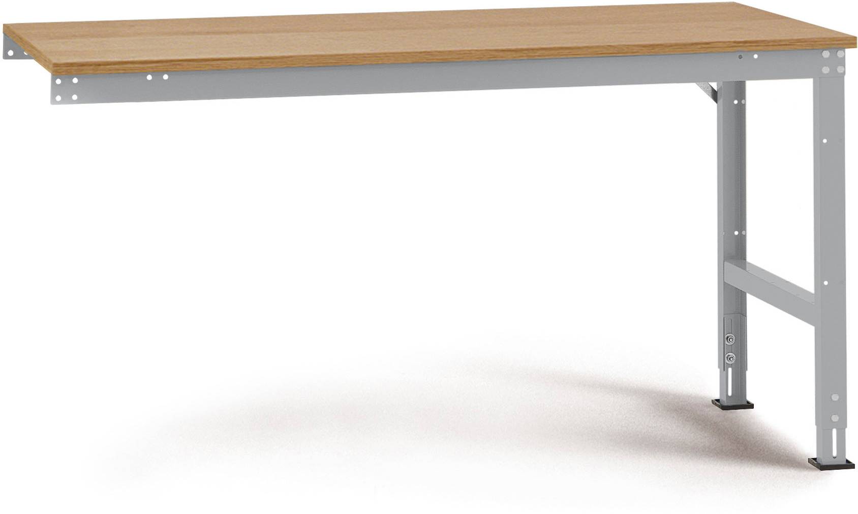 Manuflex AU6005.9006 Munka-kiegészítő asztal UNIVERSAL szabvány multiplex lemezzel, Szélesség = 1000 x 600 x 760-870 mm Alumínium ezüst