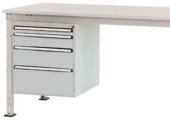 Manuflex ZB4763.7035 Helyhez kötött ház, használható magasság 500 mm, 4 fiókkal. 1000 mm-es asztalmélységhez