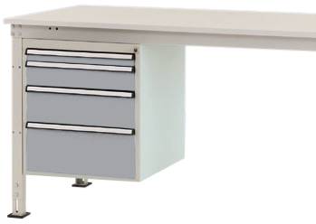 Manuflex ZB4762.9006 Helyhez kötött ház, használható magasság 500 mm, 4 fiókkal. Asztal mélysége 800 mm