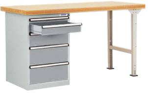Manuflex WC5079.9006 A COMBI 1. sz. Munkaasztal-rendszer szilárd bükk tetejével, szélesség x 2000 x 700 x 840 mm