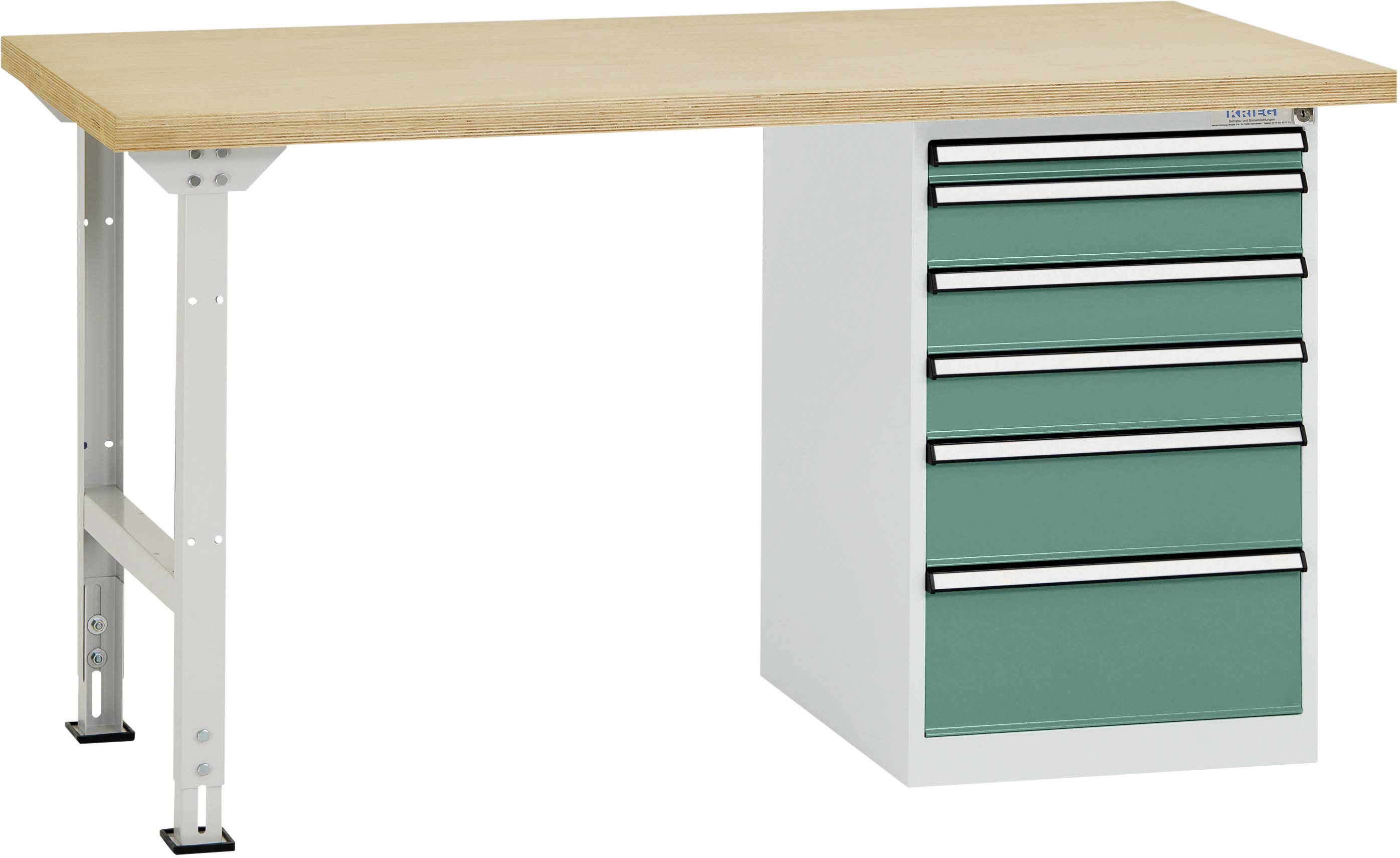 Manuflex TP5088.0001 A COMBI 2. sz. Munkaasztal-rendszer multiplex lemezzel, Szélesség = 1500 x 700 x 840 mm