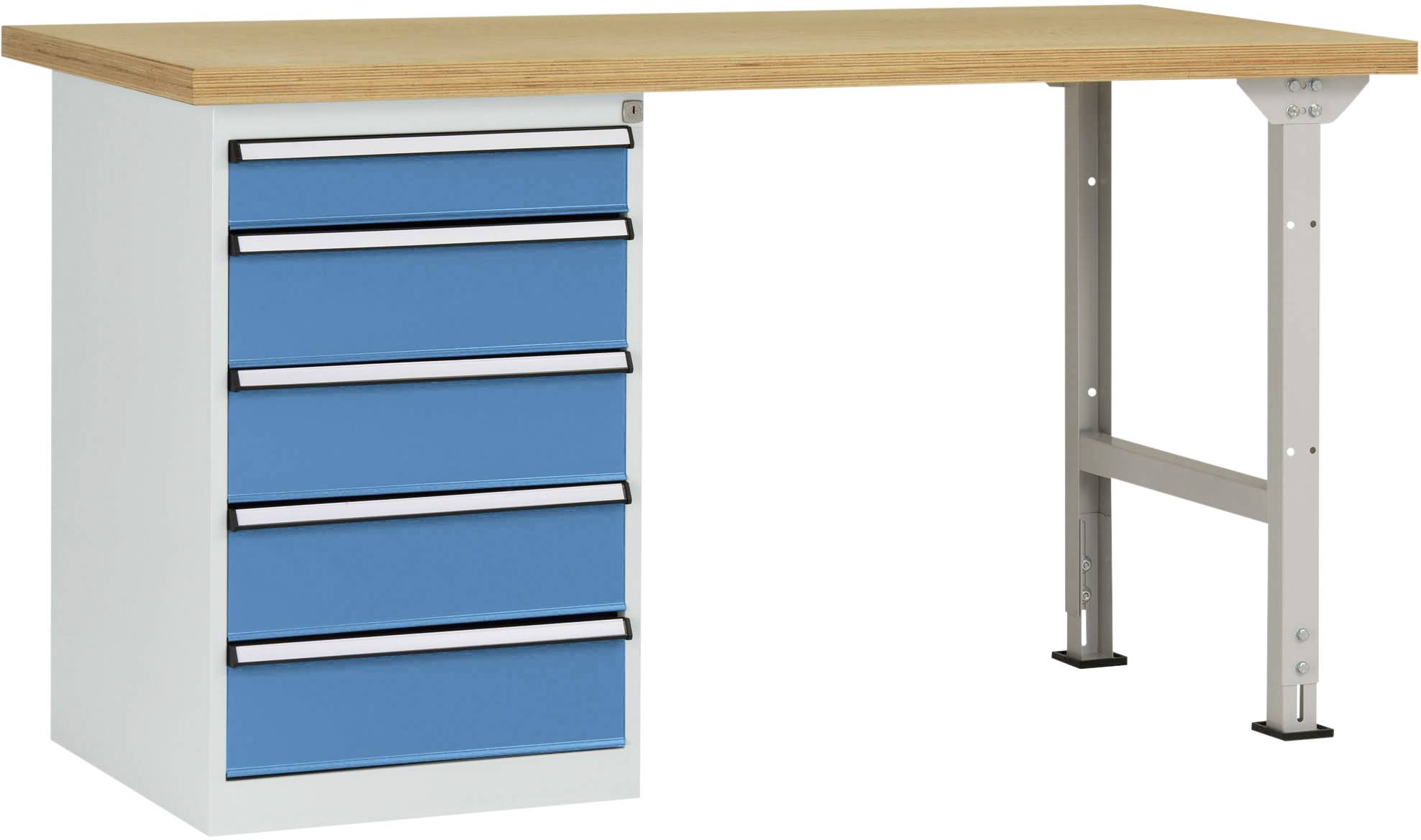 Manuflex WC5107.5012 A COMBI 4. sz. Munkaasztal-rendszer szilárd bükk tetejével, Szélesség = 2000 x 700 x 840 mm