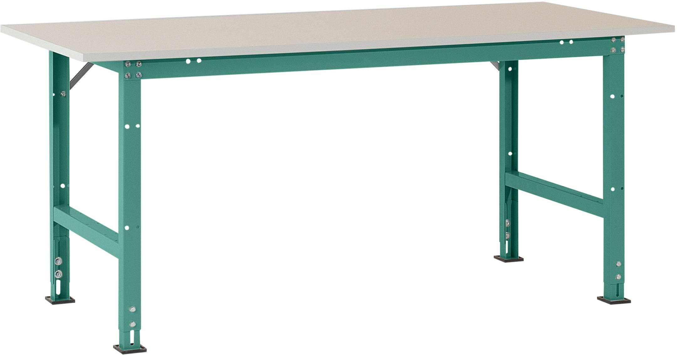 Manuflex AS0011.0001 Csomagolóasztal PACKPOOL szabvány melamin tetejével, Szélesség nagysága = 1500 x 800 x 760-870 mm Szürke, Zöld
