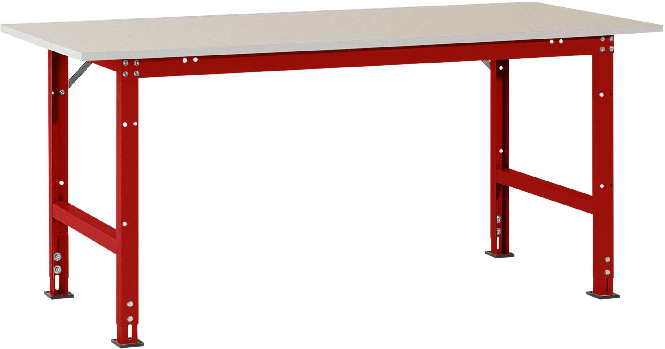 Manuflex AS0011.3003 Csomagolóasztal PACKPOOL szabvány melamin tetejével, Szélesség nagysága = 1500 x 800 x 760-870 mm Rubinvörös