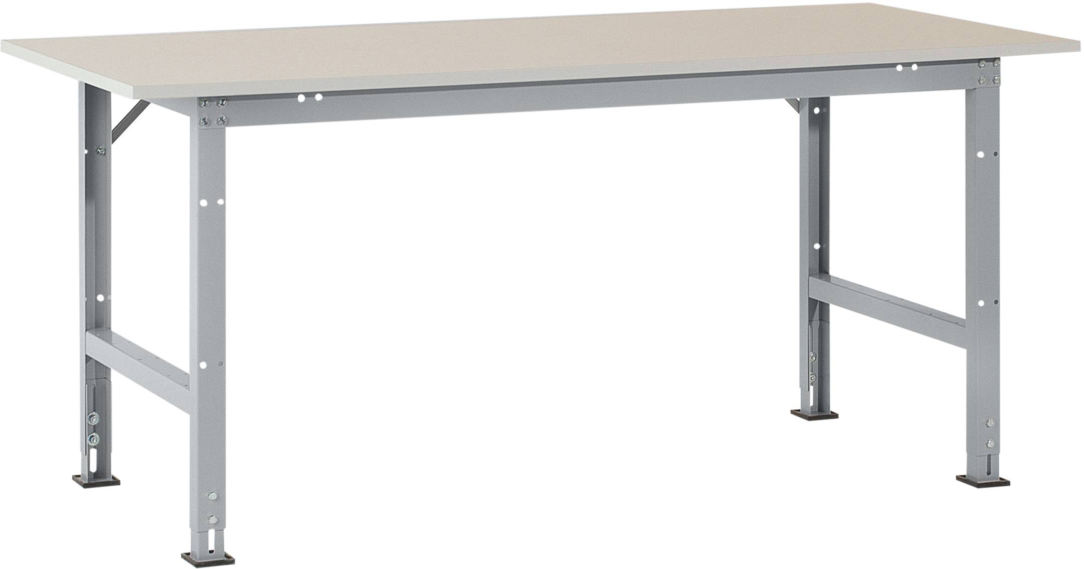 Manuflex AS0011.9006 Csomagolóasztal PACKPOOL szabvány melamin tetejével, Szélesség nagysága = 1500 x 800 x 760-870 mm Alumínium ezüst