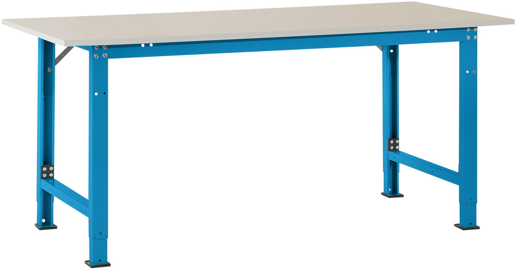 Manuflex AS0032.5012 Csomagtáblázat a PACKPOOL speciális melamin tetejével, szélesség nagysága = 2000 x 800 x 722-1022 mm Élénk kék (RAL 5012)
