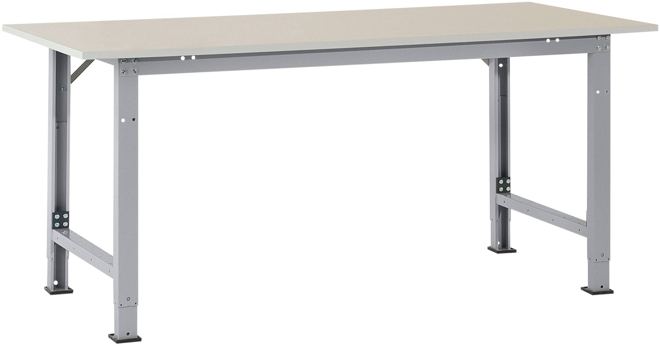 Manuflex AS0032.9006 Csomagtáblázat a PACKPOOL speciális melamin tetejével, szélesség nagysága = 2000 x 800 x 722-1022 mm Alumínium ezüst