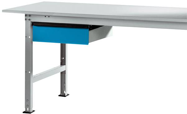 Manuflex AS0006.5012 Egyetlen fiók világoskékben RAL 5012, reteszeléssel, az asztalmélységhez 800 mm, szélesség nagysága = 425 x 550 x 135 mm