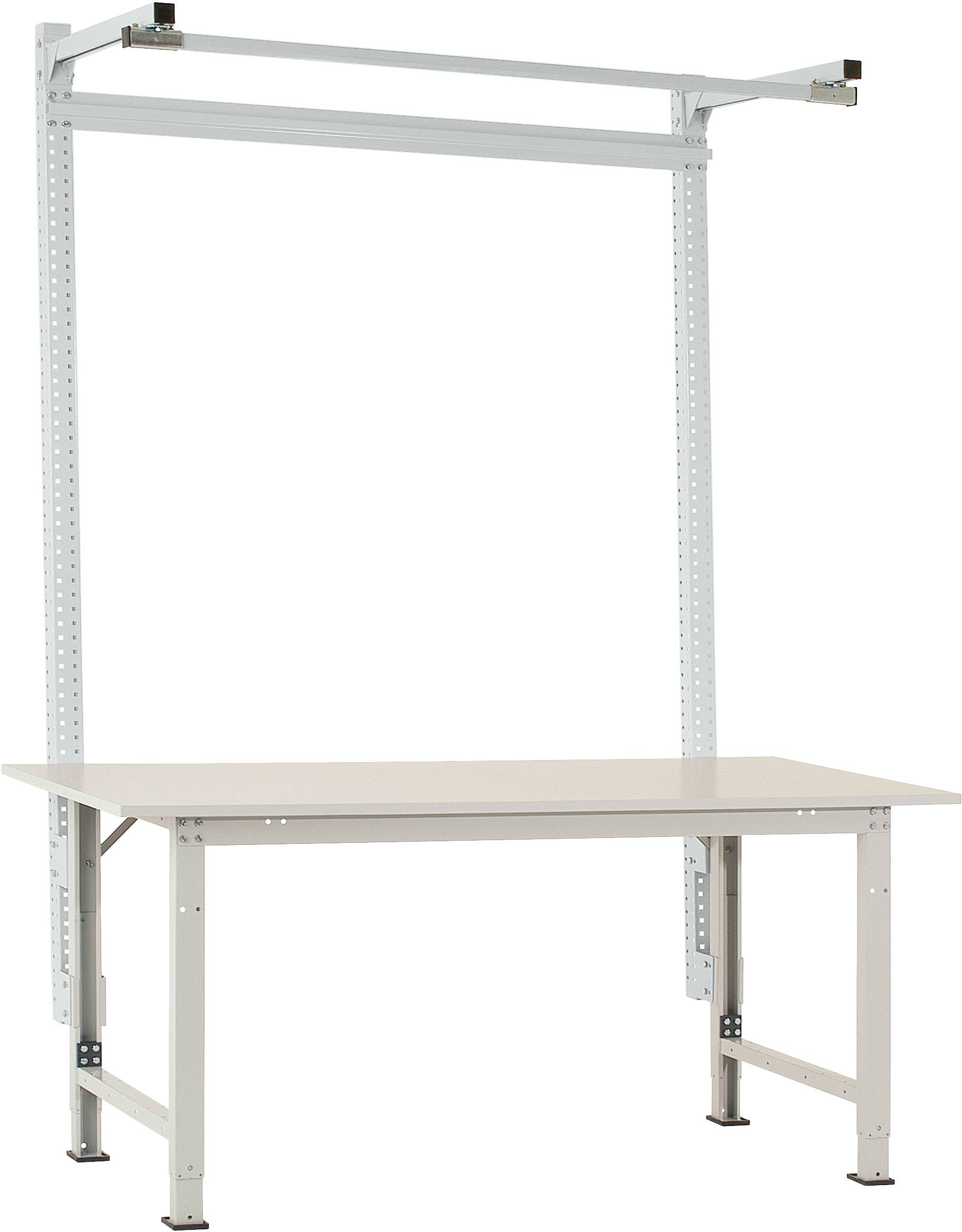 Manuflex AS1601.7035 Építőportál tartóval, világosszürke RAL 7035, PACKPOOL szabványhoz, 1500 mm szélességgel
