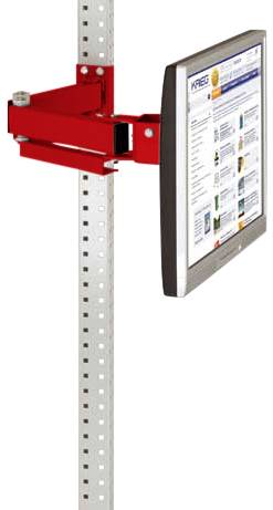Manuflex ZB3638.3003 Monitor-támogatás az UNIVERSAL és a PROFI számára 500 mm-es kettős illesztéssel, VESA adapter 75 mm-rel, rubinvörös RAL 3003-ban