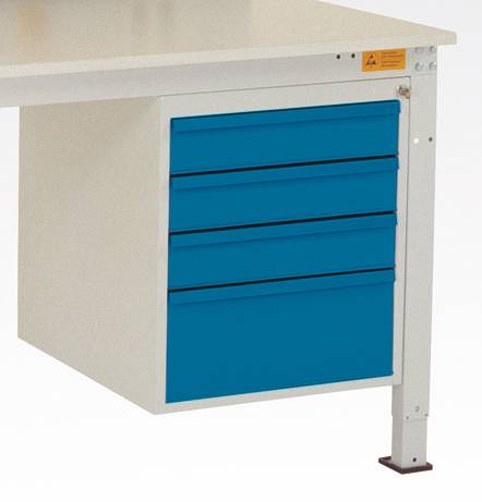 Manuflex LZ4812.0002 ESD háztartó, használható magasság 500 mm, 4 fiókkal. Asztal mélysége 800 mm