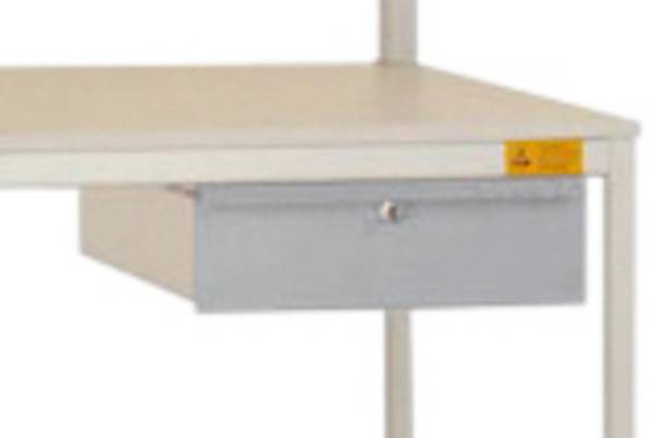 Manuflex LD4123.9006 ESD ESD egyszemélyes fiók alumínium ezüstből, hasonló a RAL 9006-hoz, reteszeléssel, szélesség nagysága = 425 x 550 x 135 mm