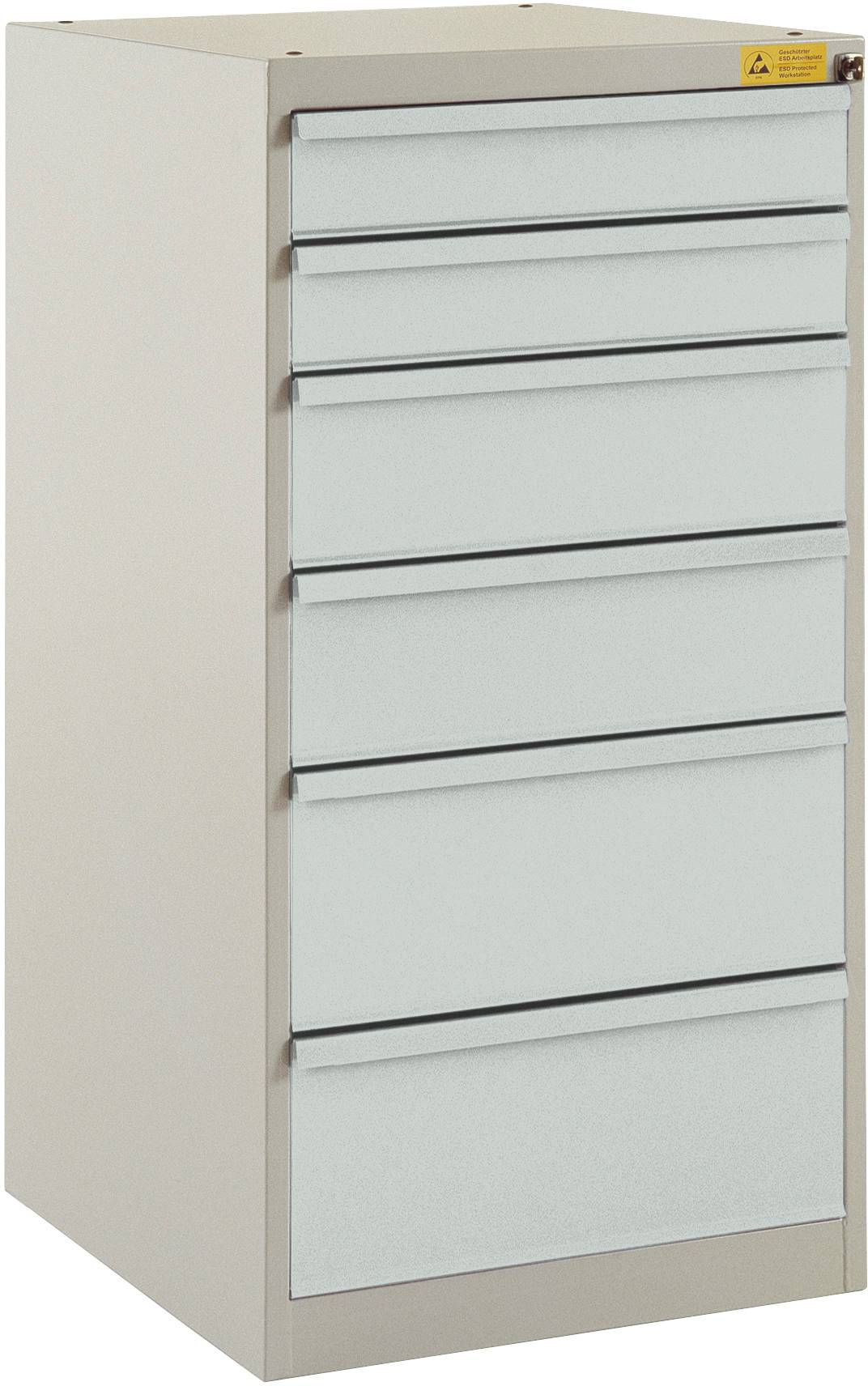 Manuflex LS1042.7035 ESD ESD fiókos szekrény BASETEC álló, használható magasság 900 mm, 6 fiókkal, világosszürke RAL 7035