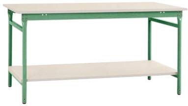 Manuflex BB5217.6011 Komplett BASIS oldalsó asztal műanyag tetővel + közbülső polc, SzxxxH: 1250 x 600 x 780 mm Rezedazöld (RAL 6011)