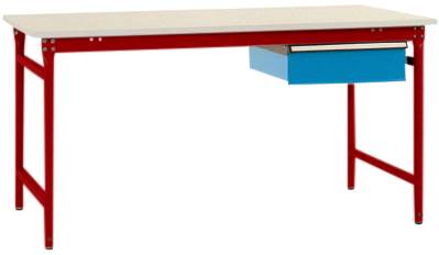 Manuflex BB5241.3003 Komplett asztali BASIS álló helyiség melamin tetején + egyetlen fiókkal, szélesség nagysága: 1250 x 800 x 780 mm Rubinvörös