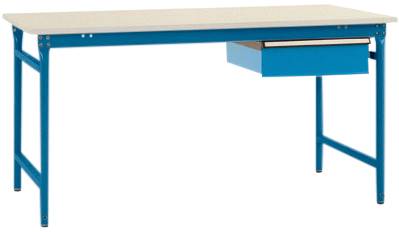Manuflex BB5247.5007 Komplett BASIS oldalsó asztal műanyag tetején + egyetlen fiókkal, Szélesség x magasság: 1250 x 800 x 780 mm Briliáns kék (RAL 5007)