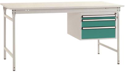 Manuflex BB5281.0001 Komplett BASIS oldalsó asztal melamin tetejével + háztartással, szélesség x magasság: 1500 x 800 x 780 mm Szürke, Zöld