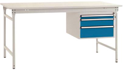 Manuflex BB5271.0002 Komplett BASIS oldalsó asztal melamin tetejével + háztartással, szélesség x magasság: 1250 x 800 x 780 mm Élénk szürke (RAL 7035)
