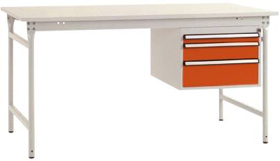 Manuflex BB5281.2001 Komplett BASIS oldalsó asztal melamin tetejével + háztartással, szélesség x magasság: 1500 x 800 x 780 mm Pirosas narancs (RAL 2001)