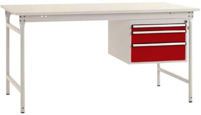 Manuflex BB5281.3003 Komplett BASIS oldalsó asztal melamin tetejével + háztartással, szélesség x magasság: 1500 x 800 x 780 mm Rubinvörös