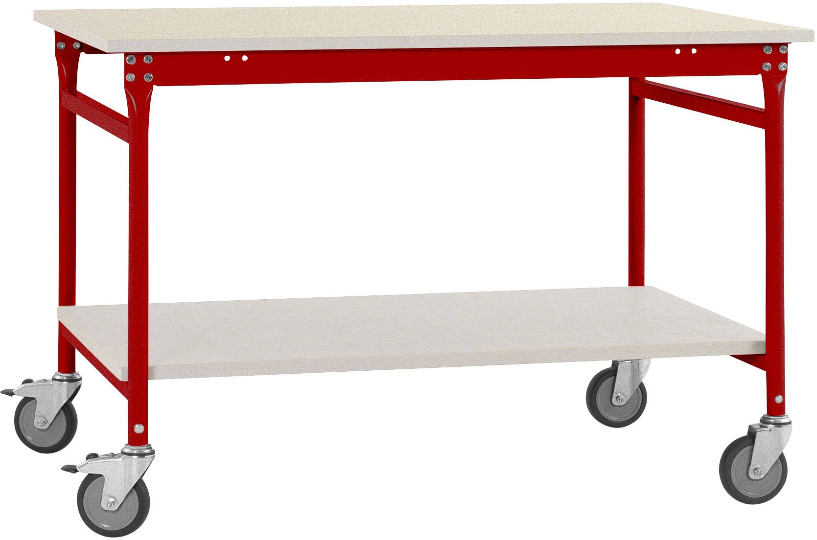 Manuflex BB5301.3003 Komplett BASIS oldalsó asztal melamin felső + közbülső polccal, szélesség x magasság: 750 x 500 x 850 mm Rubinvörös