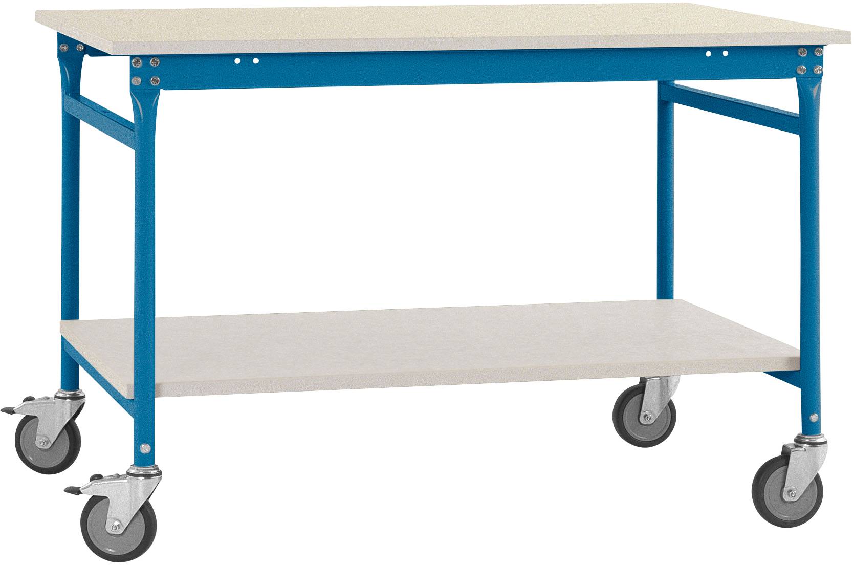 Manuflex BB5301.5007 Komplett BASIS oldalsó asztal melamin felső + közbülső polccal, szélesség x magasság: 750 x 500 x 850 mm Briliáns kék (RAL 5007)